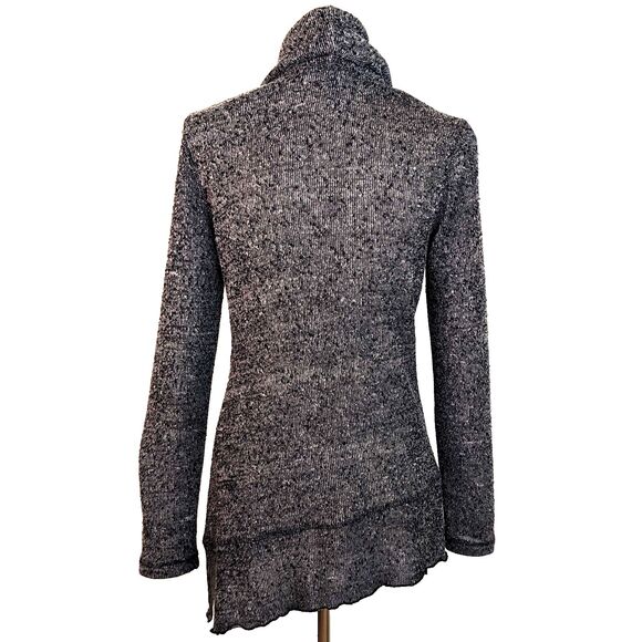 Sno Skins Size M Gray Black Cowl Neck Semi Sheer Asymetrical Sweater - Picture 4 of 7